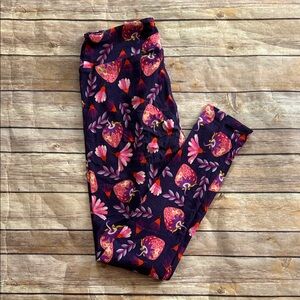 LuLaRoe Women's Leggings - Purple with Pink and Red Floral